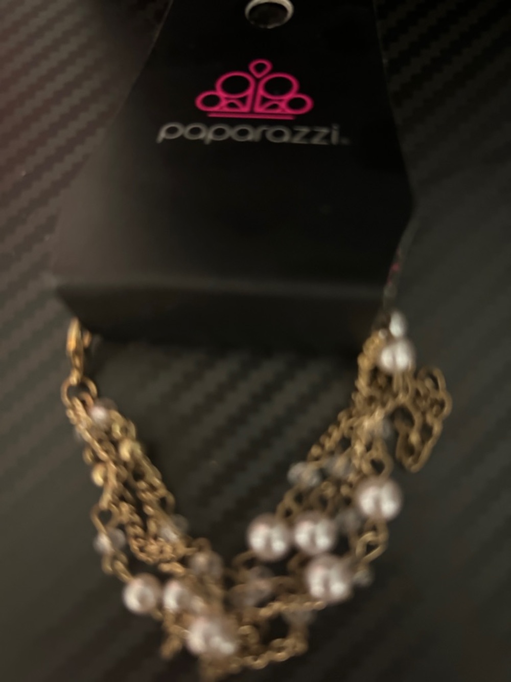 paparazzi Gold Multi-Chain Necklace with White Pearls